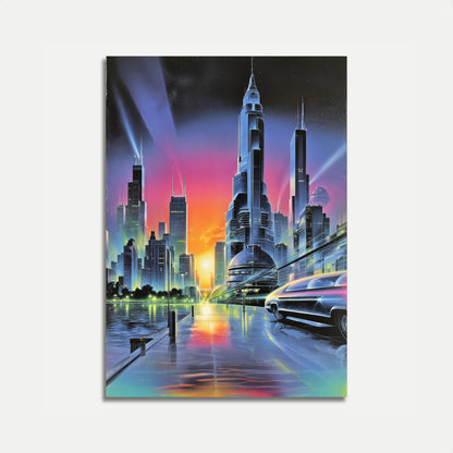Futuristic Cityscape Night Poster