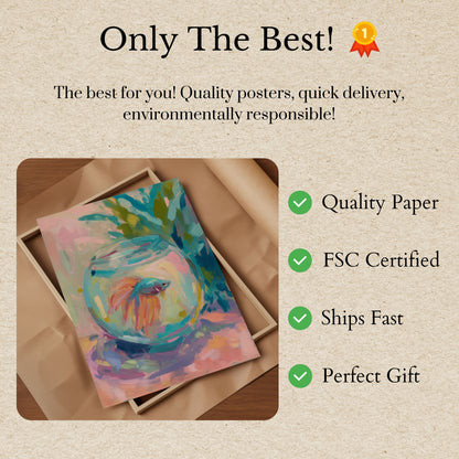 Colorful Betta Fish Bowl Poster