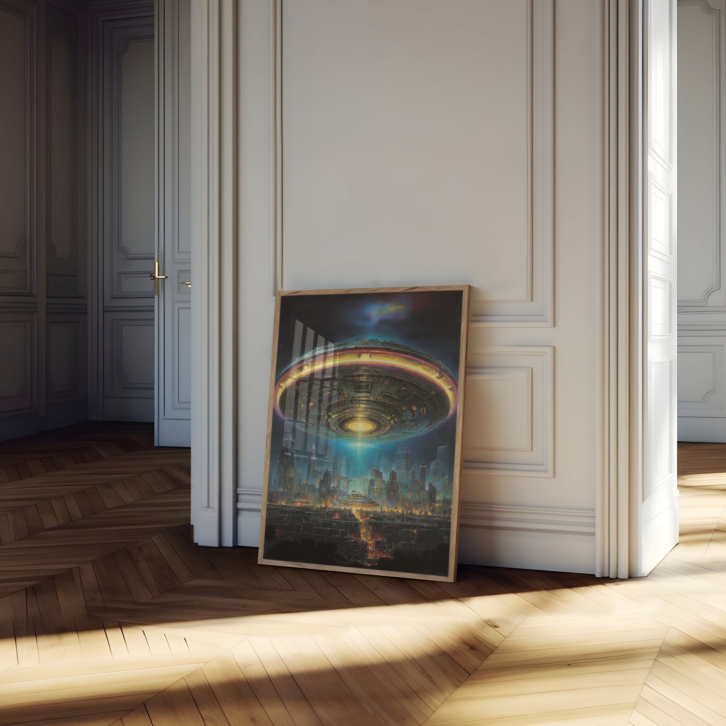 Alien Mothership City Invasion Poster