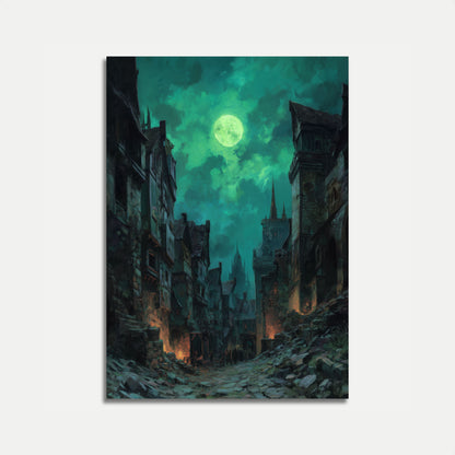 Haunting Moonlit Medieval Cityscape Poster