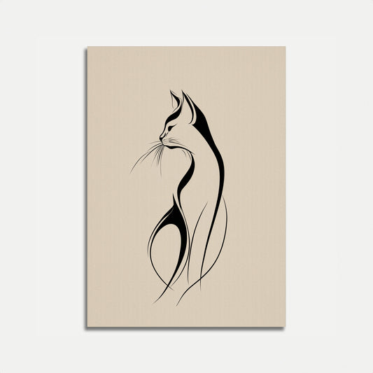 Elegante Cartaz com Linha de Gato Sentado
