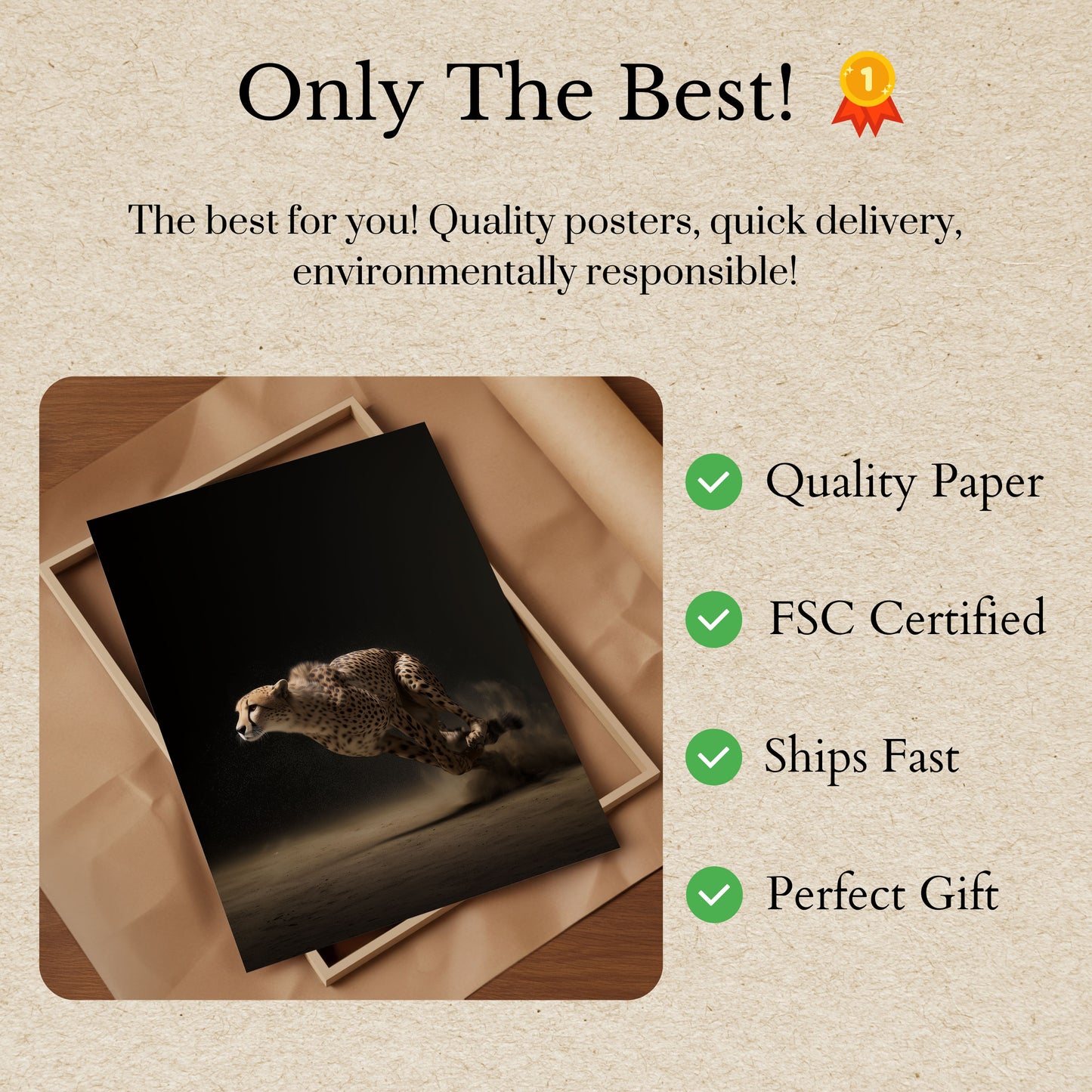 Póster de guepardo corriendo en movimiento