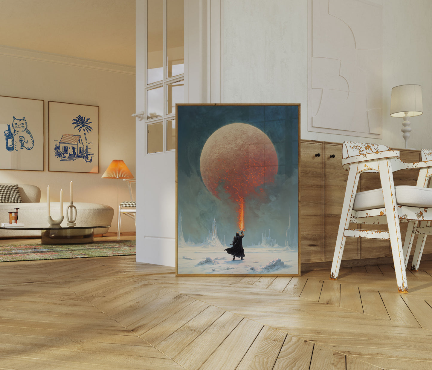 Warrior Igniting the Crimson Moon Poster