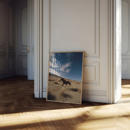 Wild Horse Running Desert Poster