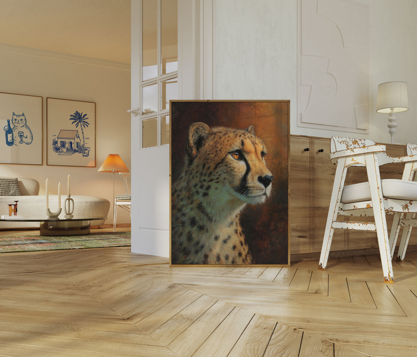 Póster de retrato majestuoso de guepardo