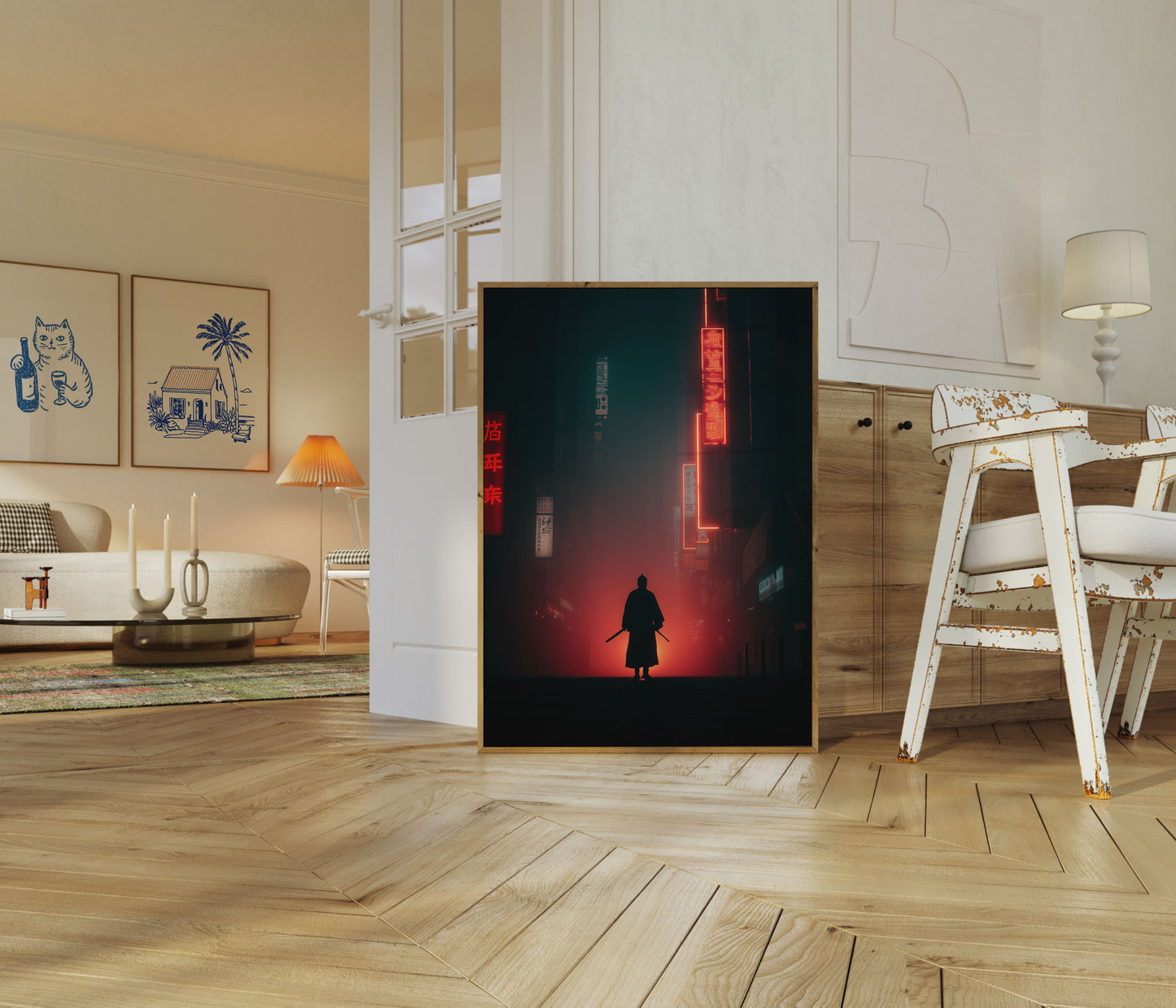 Cyberpunk Samurai Night Poster