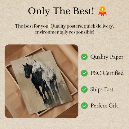 Black and White Horse Silhouettes Poster