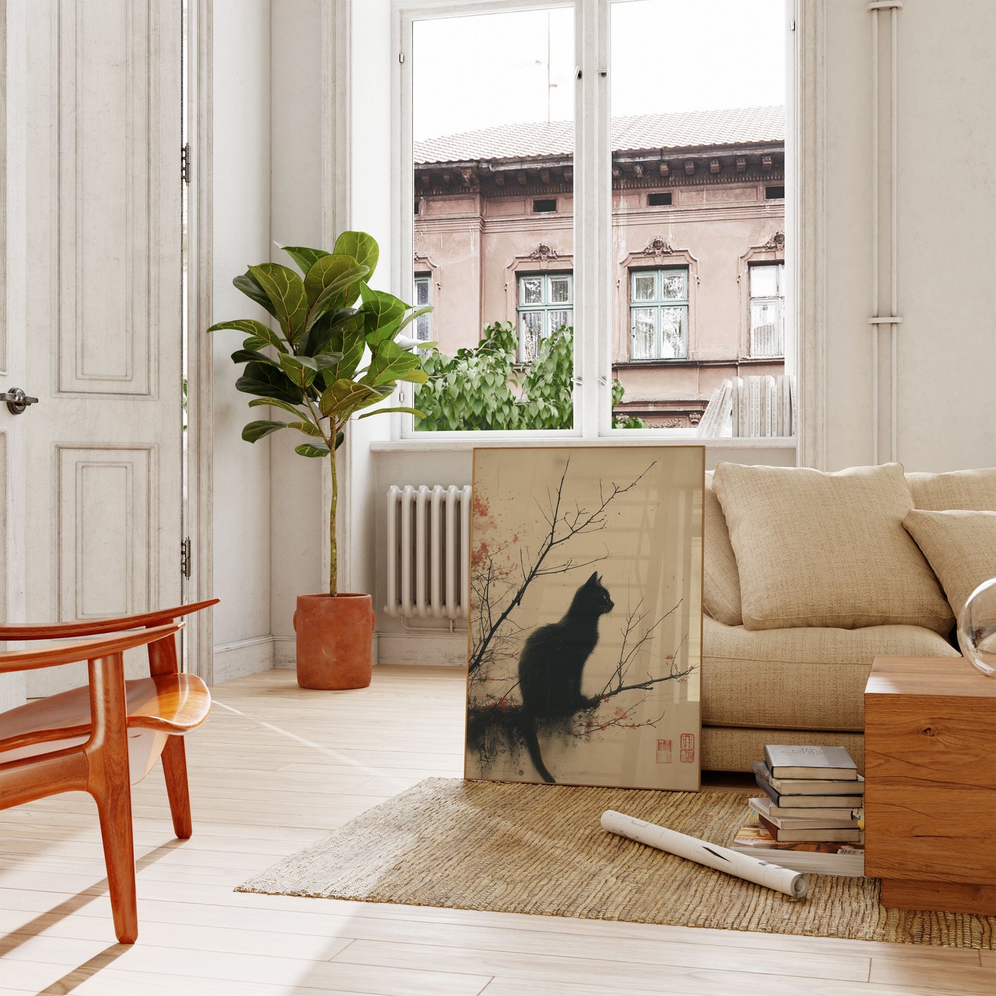 Midnight Feline Silhouette Poster