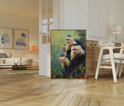 Póster de Retrato Familiar de Monos