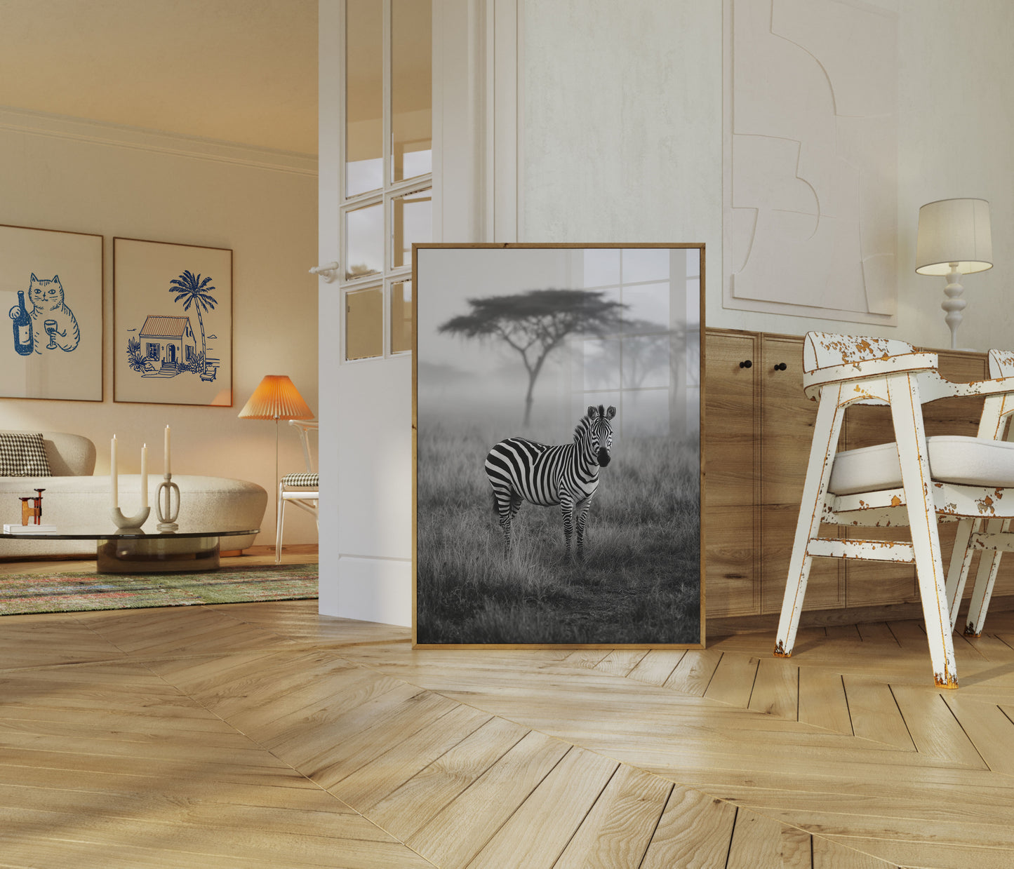 Serene Zebra African Savanna Poster