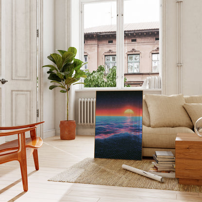Poster Tramonto Oceanico Synthwave
