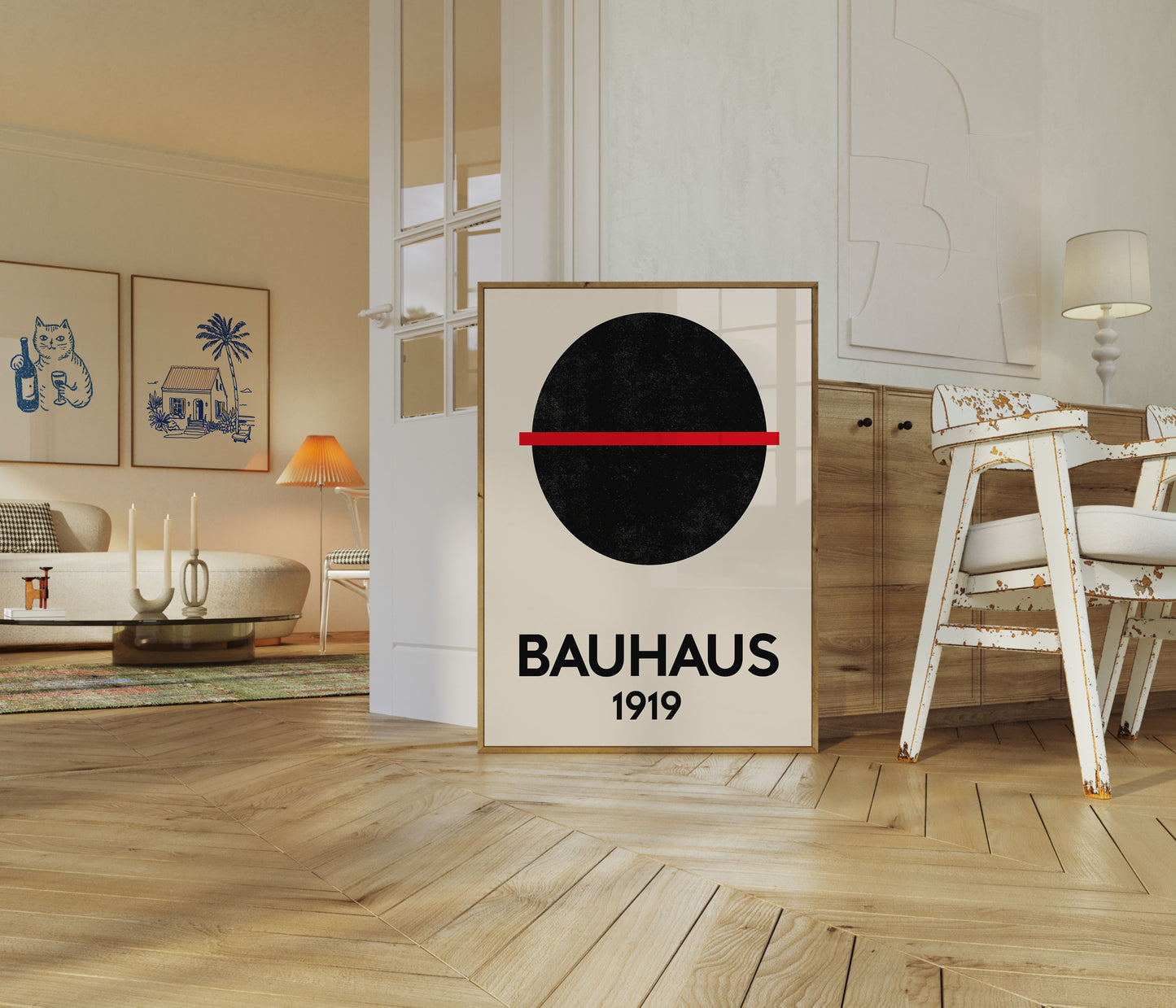Bauhaus Circle Red Line Poster