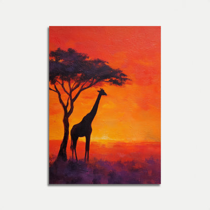Cartaz Girafa Pôr do Sol Africano