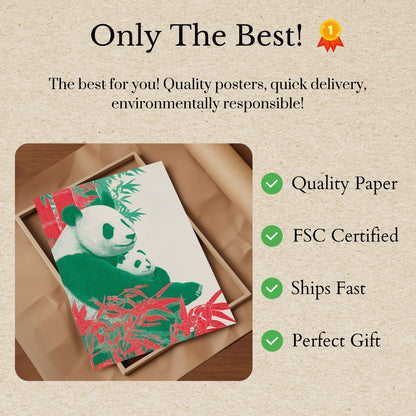 Panda Family Bamboo Grove Poster