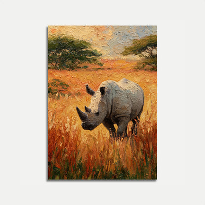 Serene Rhino Savanna Poster