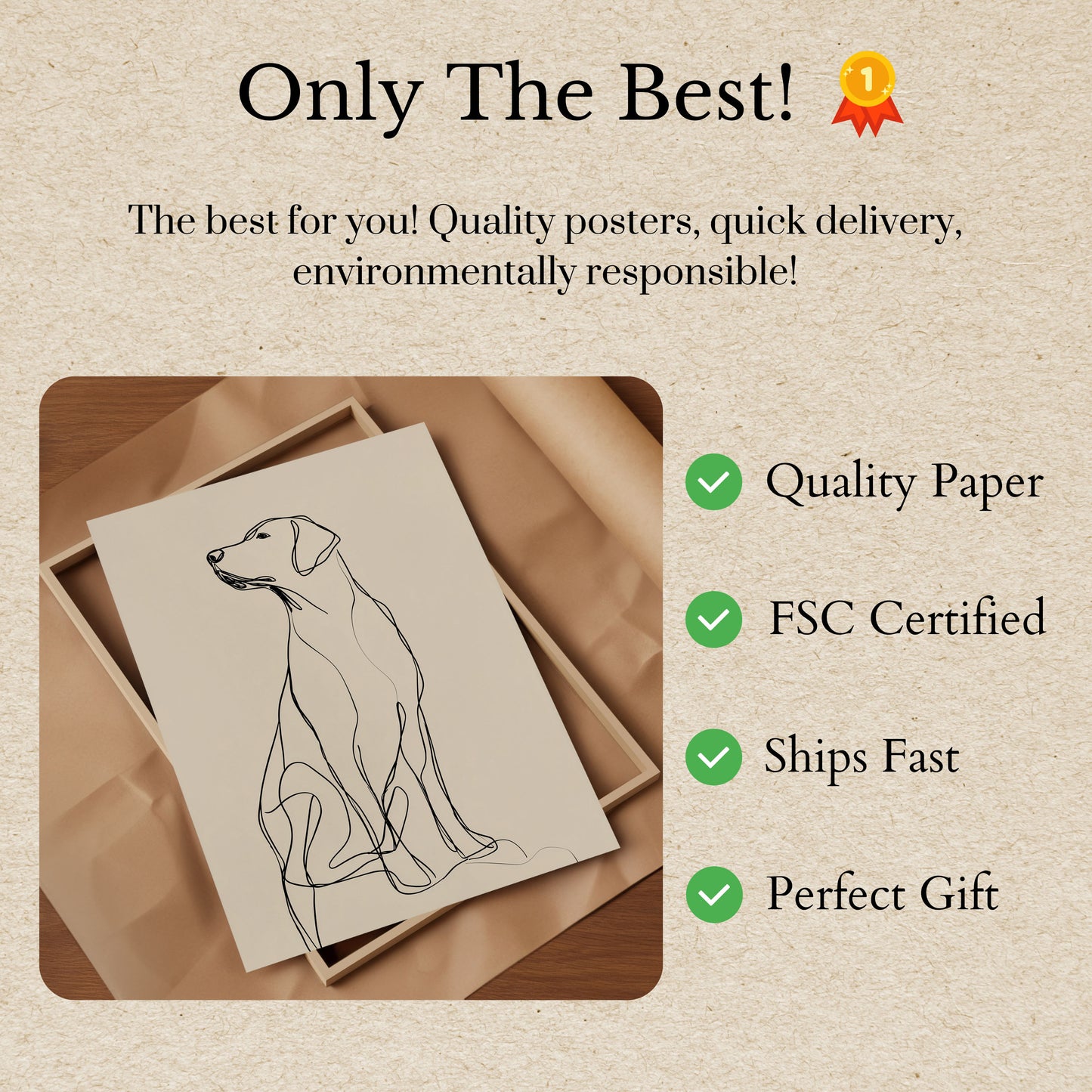 Affiche Art Linéaire Chien Assis