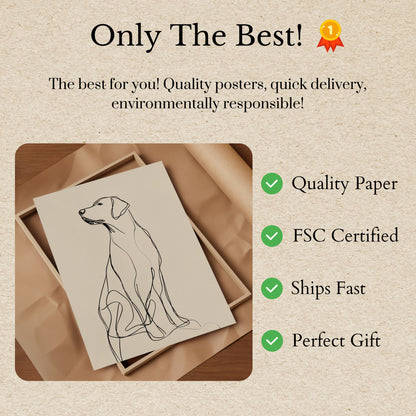 Affiche Art Linéaire Chien Assis