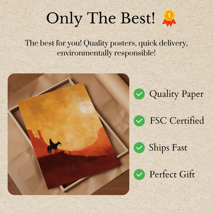 Lone Cowboy Sunset Poster
