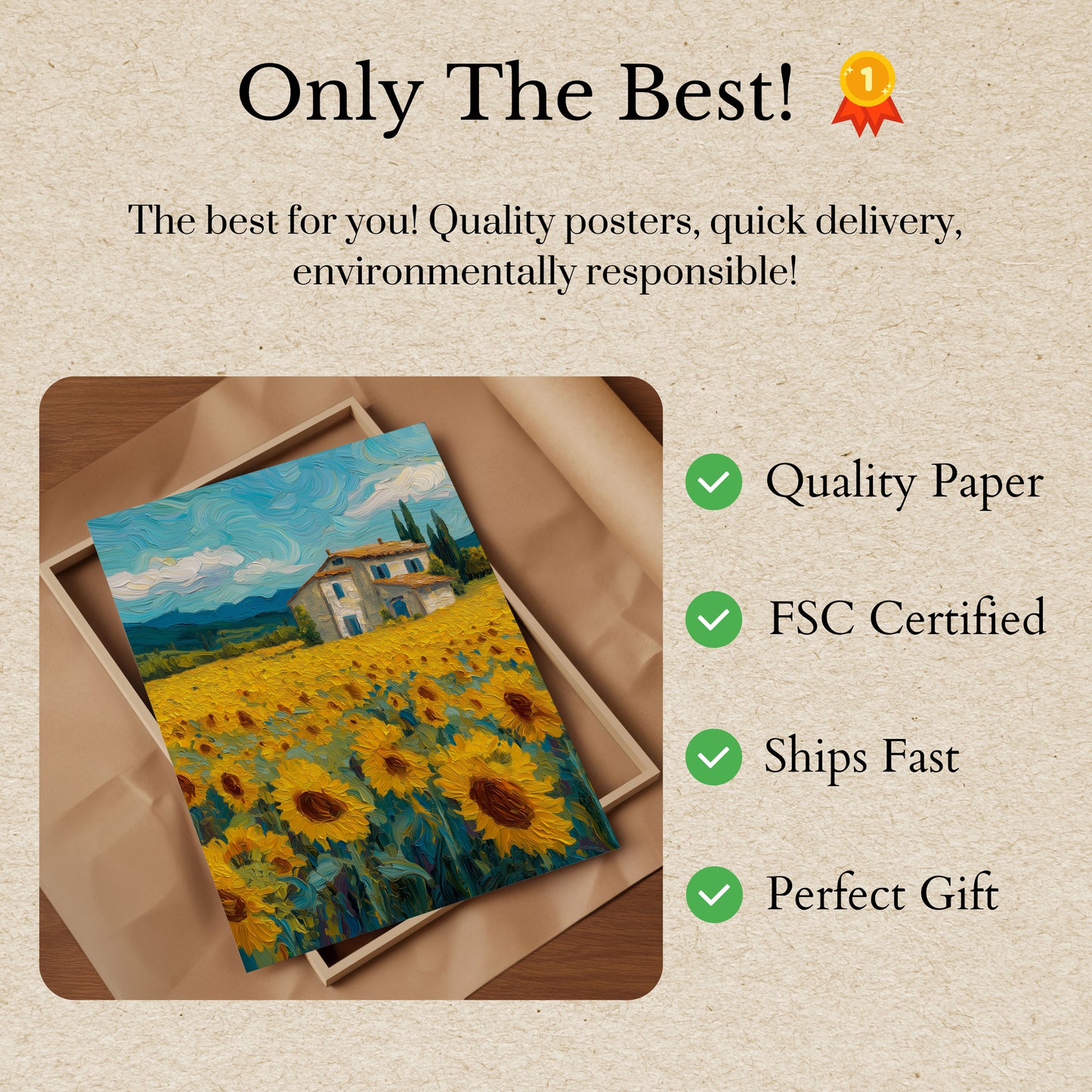 Tuscany Sunflower Fields Poster