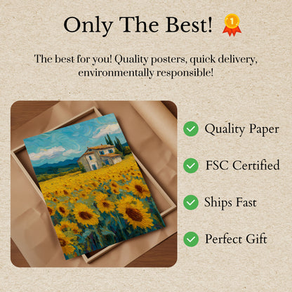 Tuscany Sunflower Fields Poster