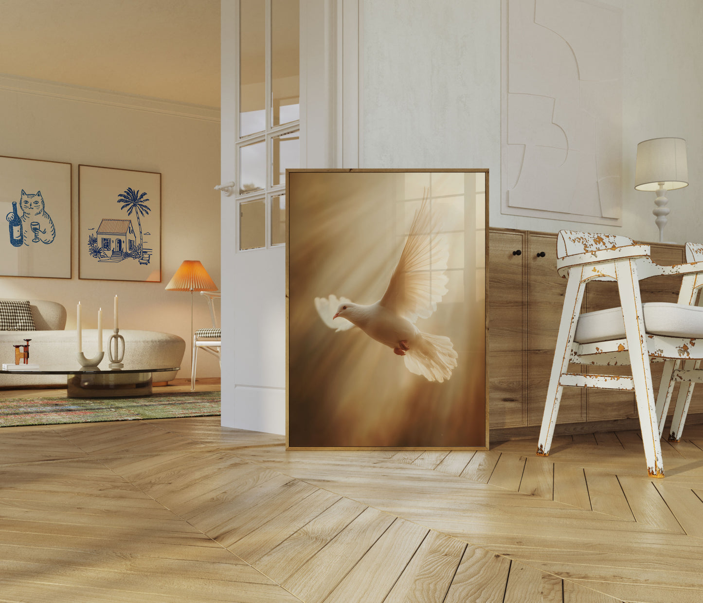 Ethereal White Dove Flight Poster