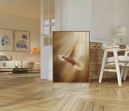 Ethereal White Dove Flight Poster