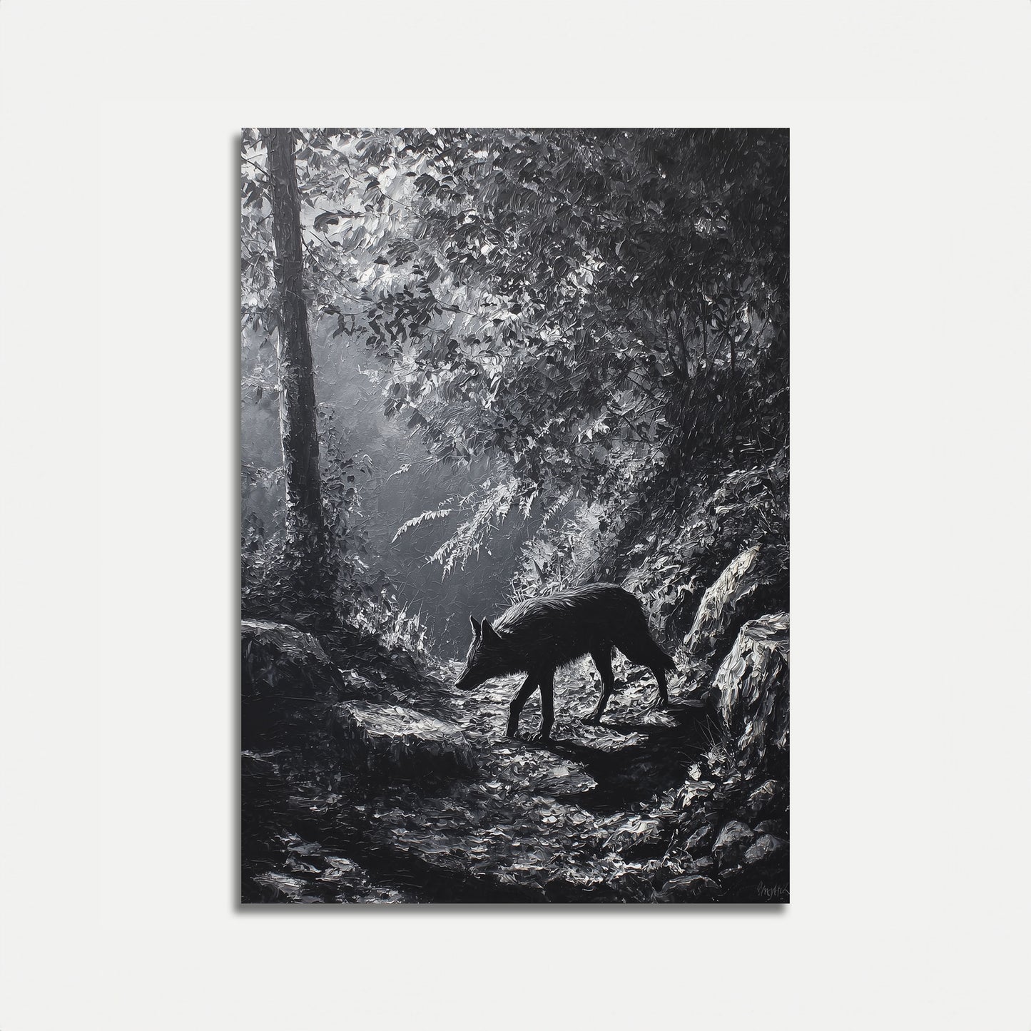 Misty Forest Wolf Poster