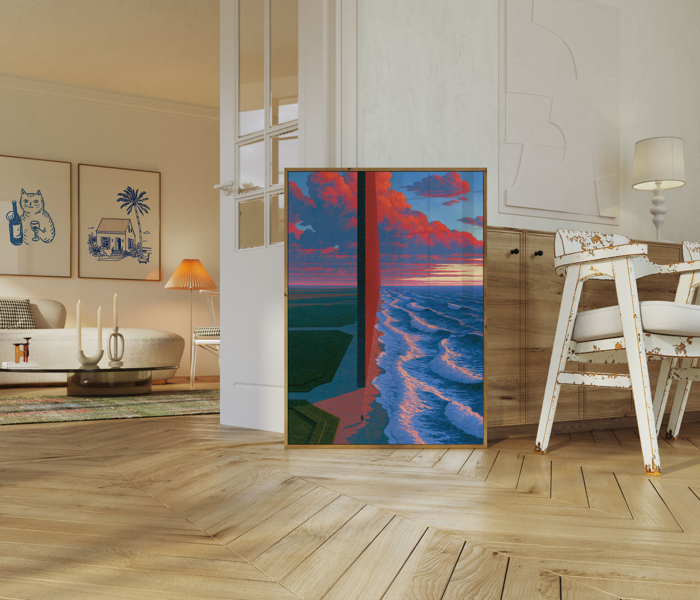 Sunset Lighthouse Coastal Poster