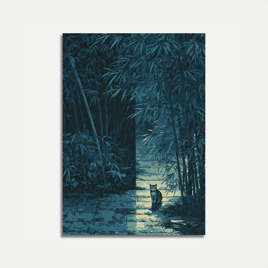 Cat in Bamboo Forest Poster