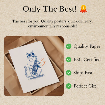 Cool Jazz Cat Music Poster