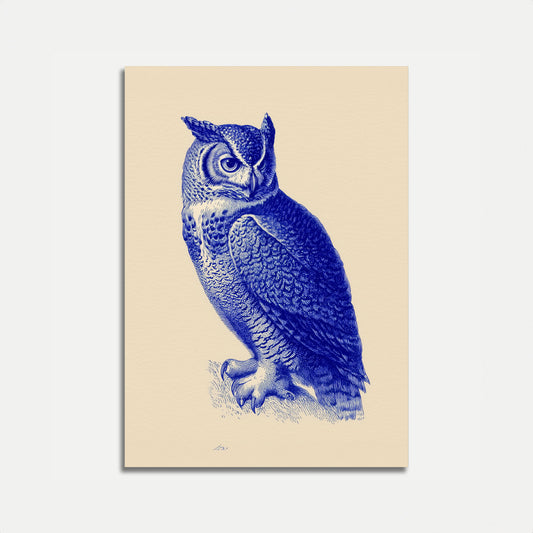 Blå Ugle Illustration Plakat