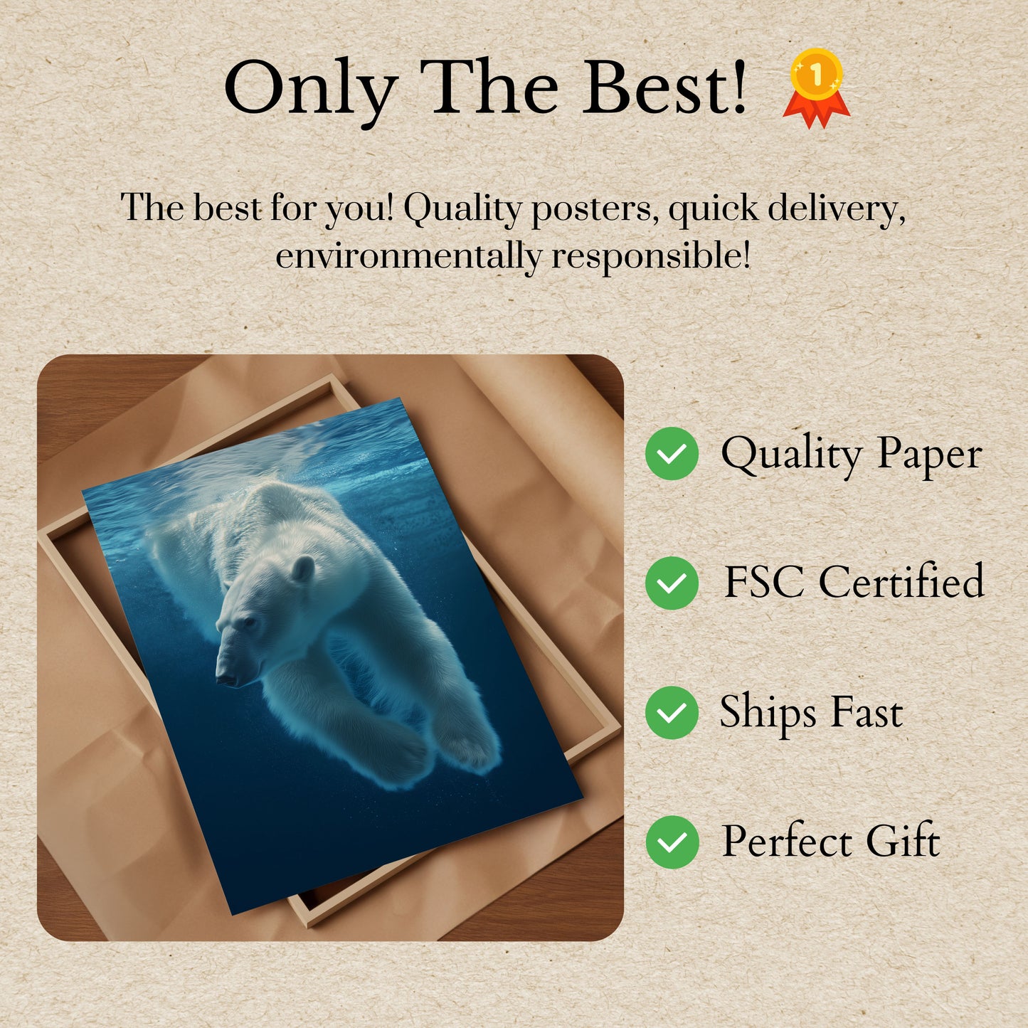 Arctic Dive Polar Bear Poster