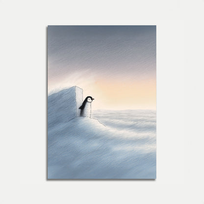 Penguin on Icy Cliff Poster