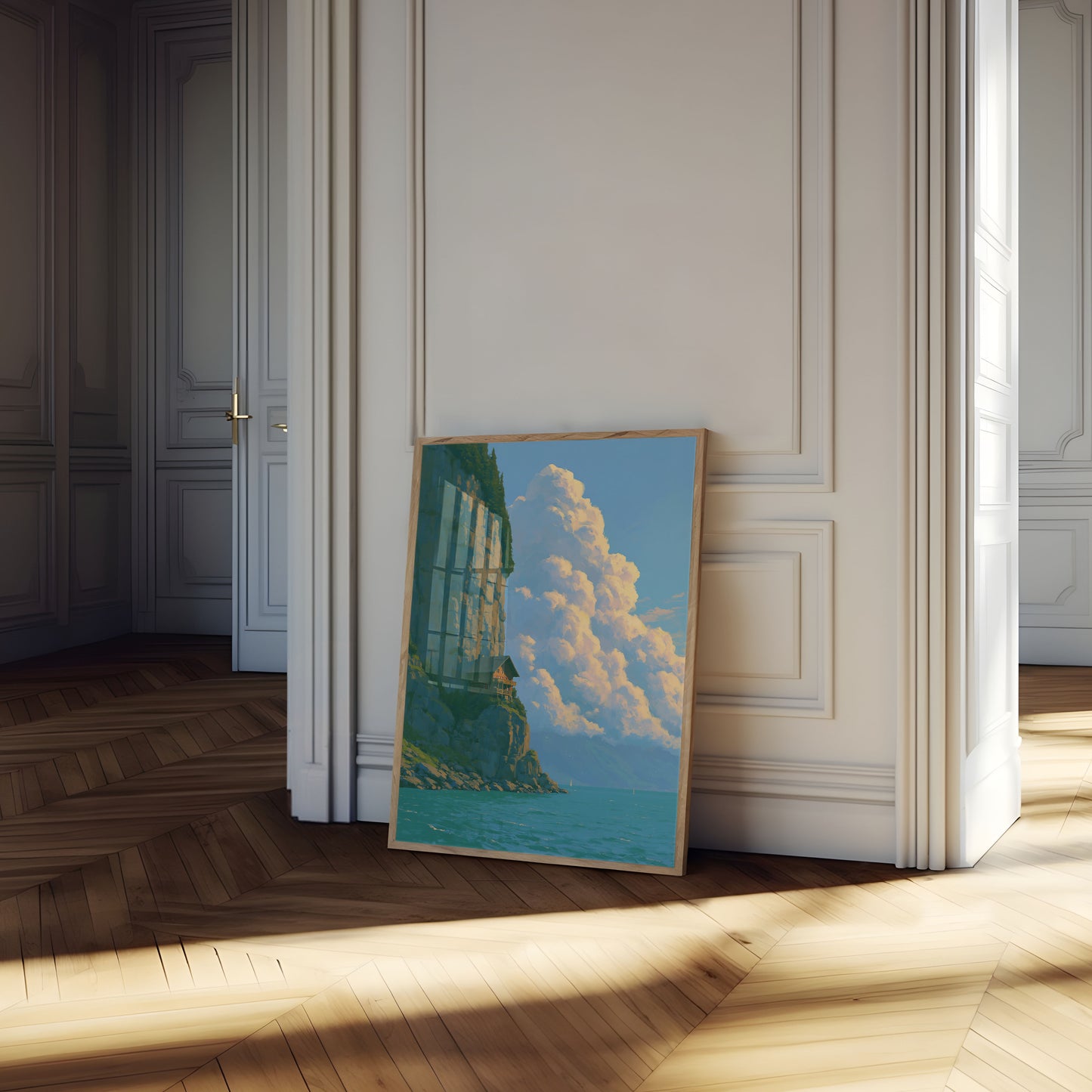 Clifftop House by the Sea Poster