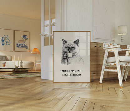 Espresso Cat Mood Poster