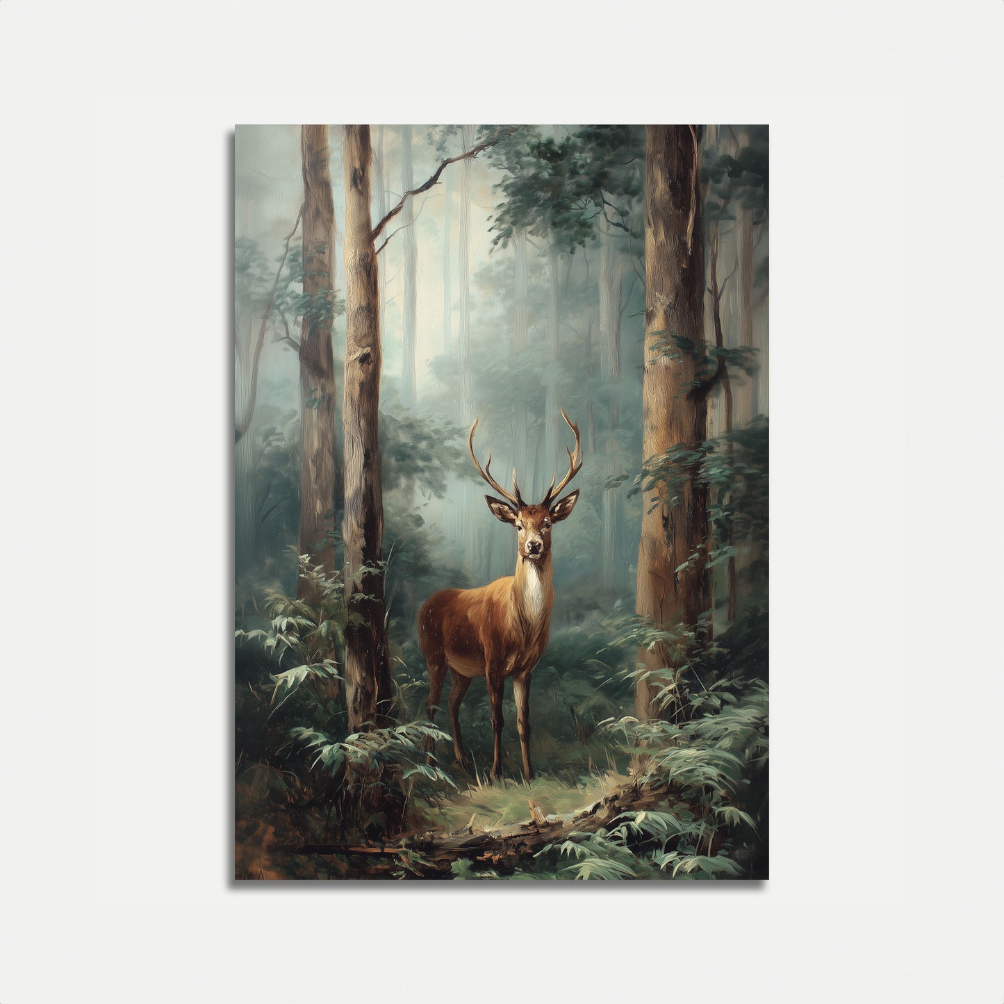 Misty Forest Stag Poster