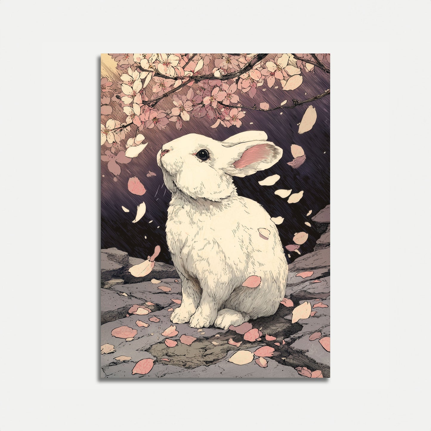 White Rabbit Blossom Garden Poster