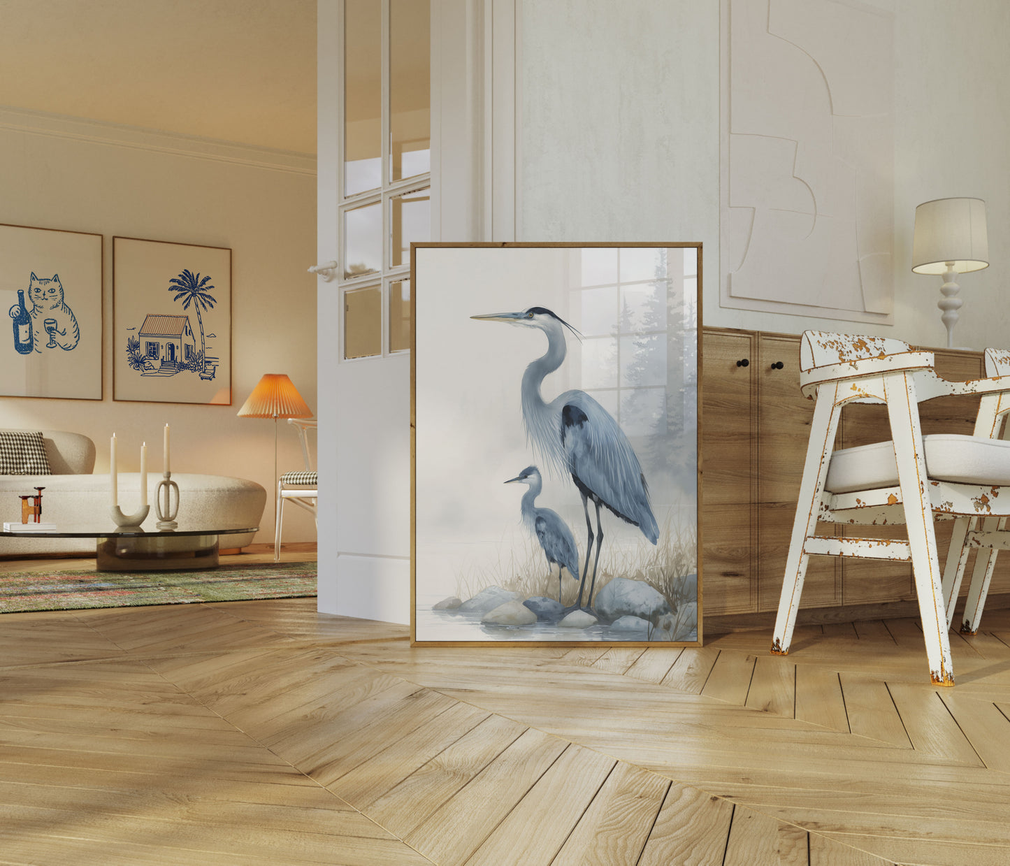 Misty Herons in Nature Poster
