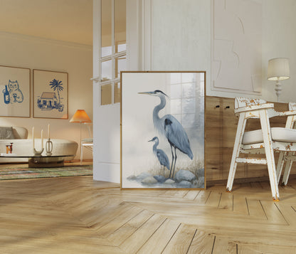 Misty Herons in Nature Poster