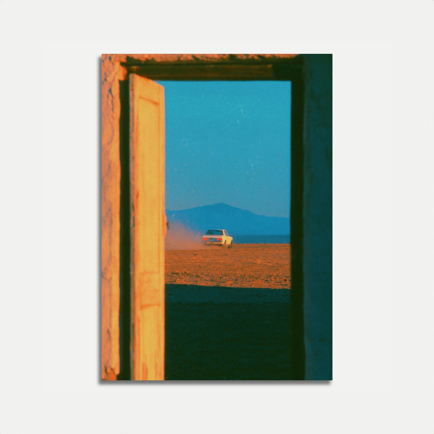 Yellow Car Desert Landscape Poster