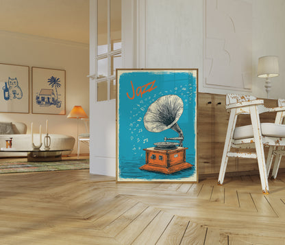 Vintage Jazz Gramophone Poster