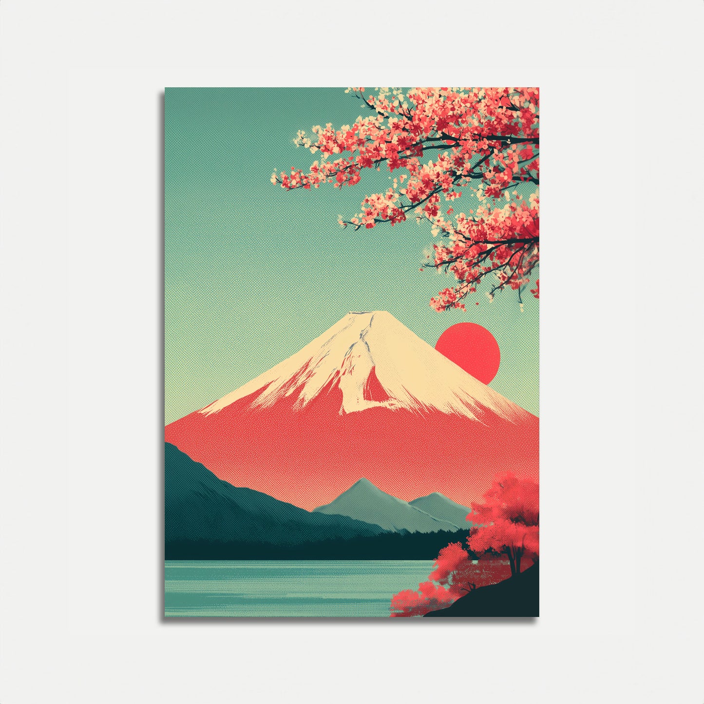 Fuji Cherry Blossom Landscape Poster