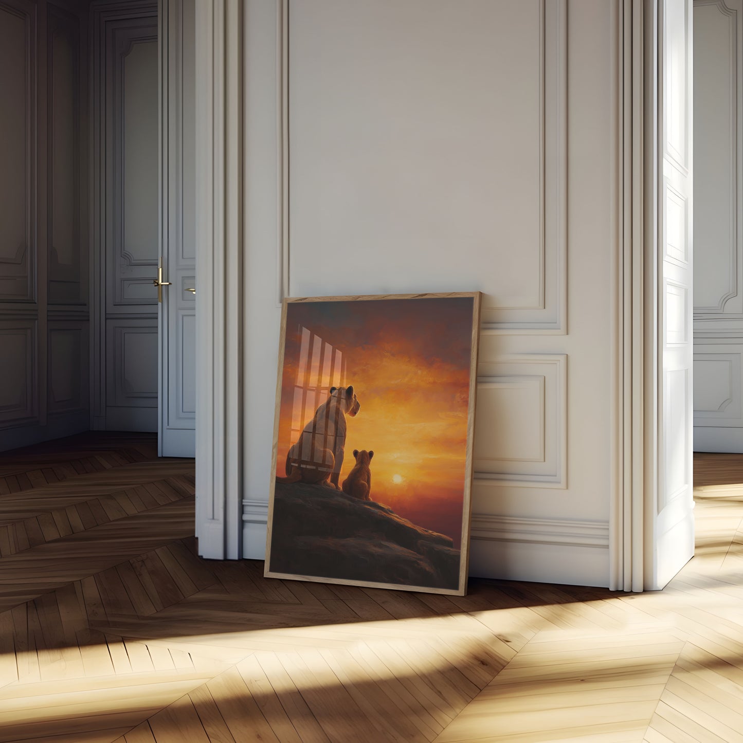 Lion Family Sunset Savanna Poster