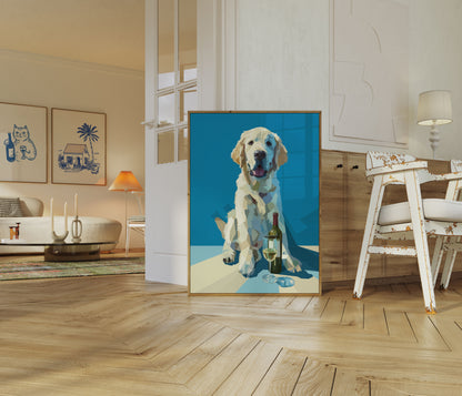 Póster de vino y compañía canina