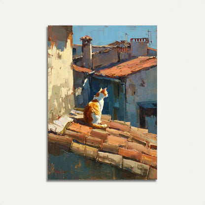 Orange Cat by the Harbor Poster