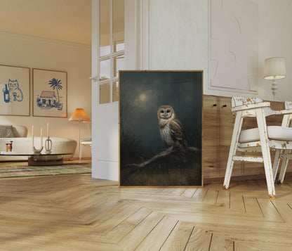 Moonlit Owl in Darkness Poster
