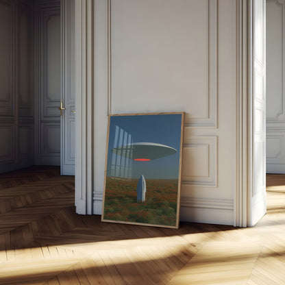 UFO-ontmoeting Boven Wildebloemenveld Poster