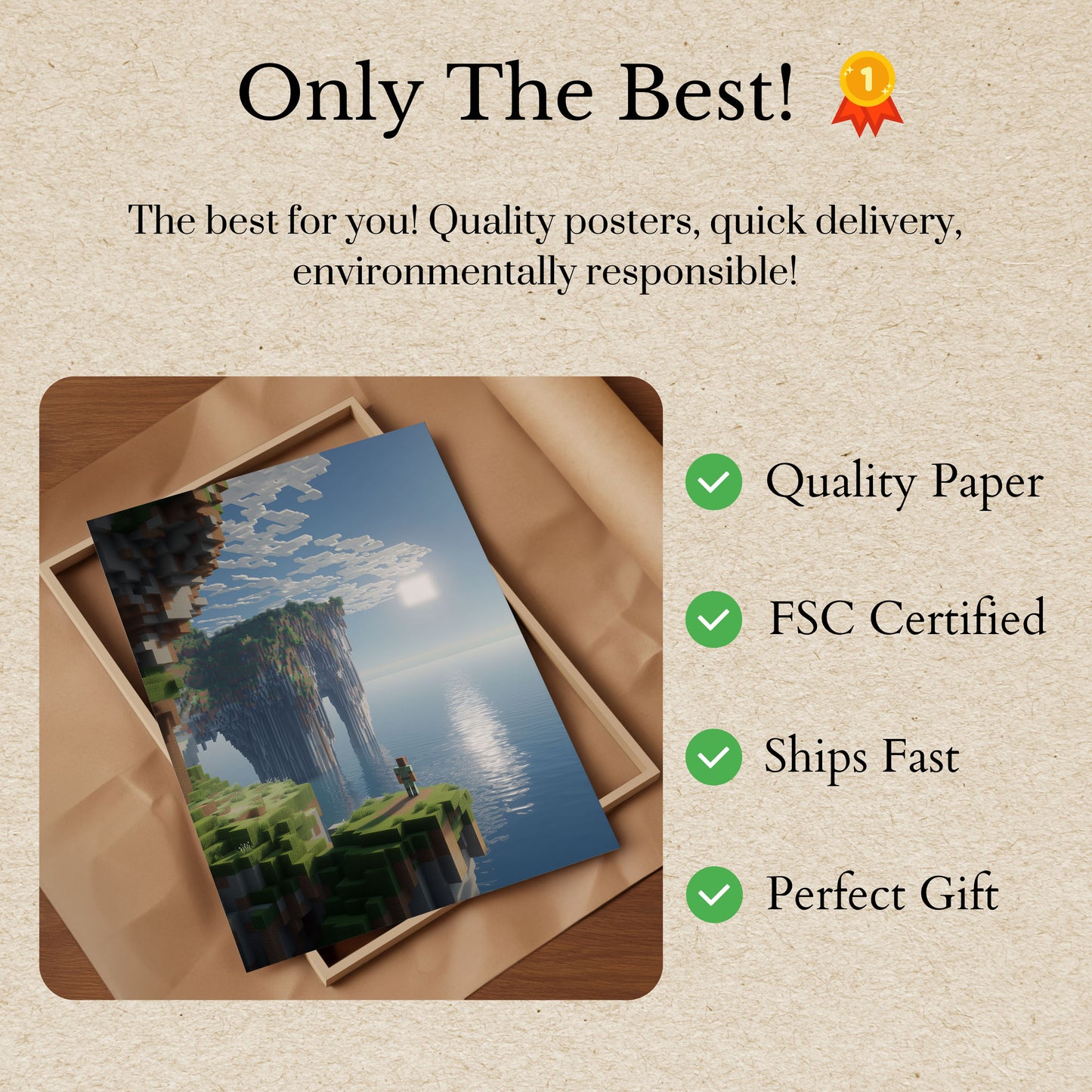 Floating Minecraft Landscape Poster