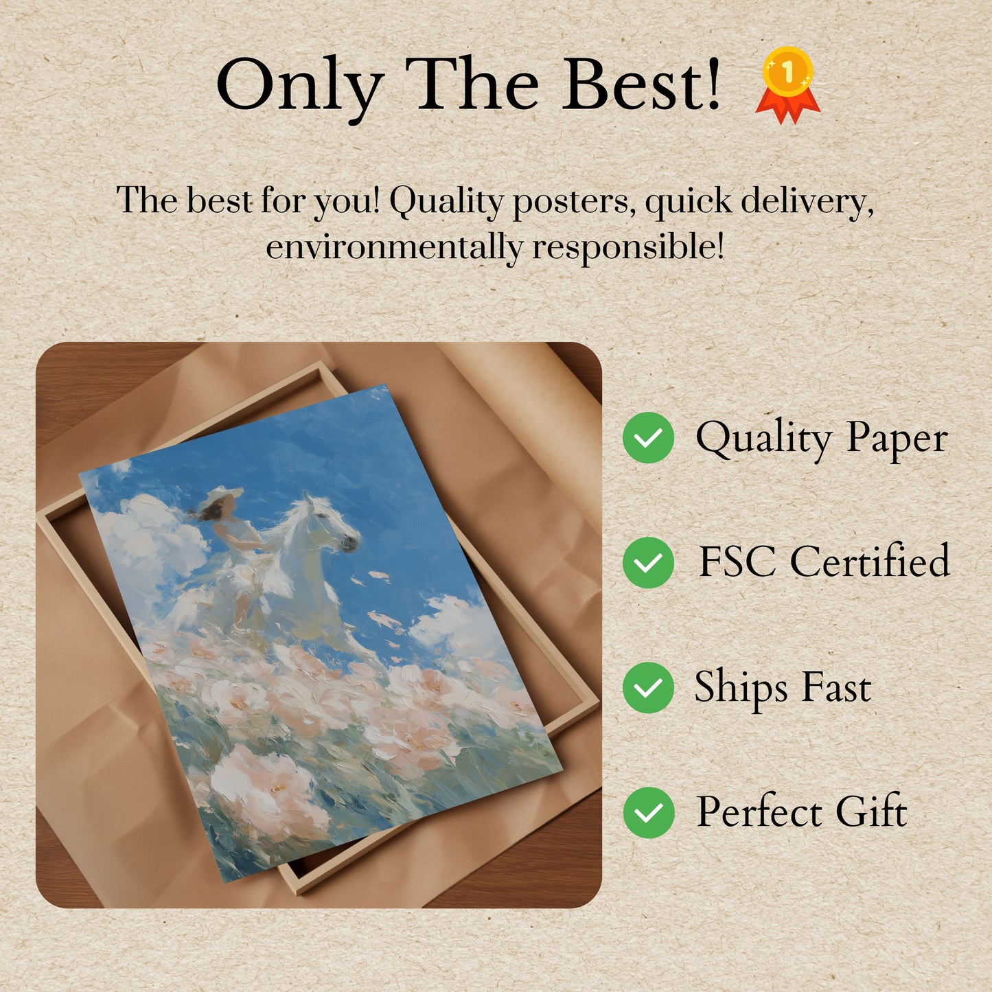 Dreamy White Horse Meadow Poster