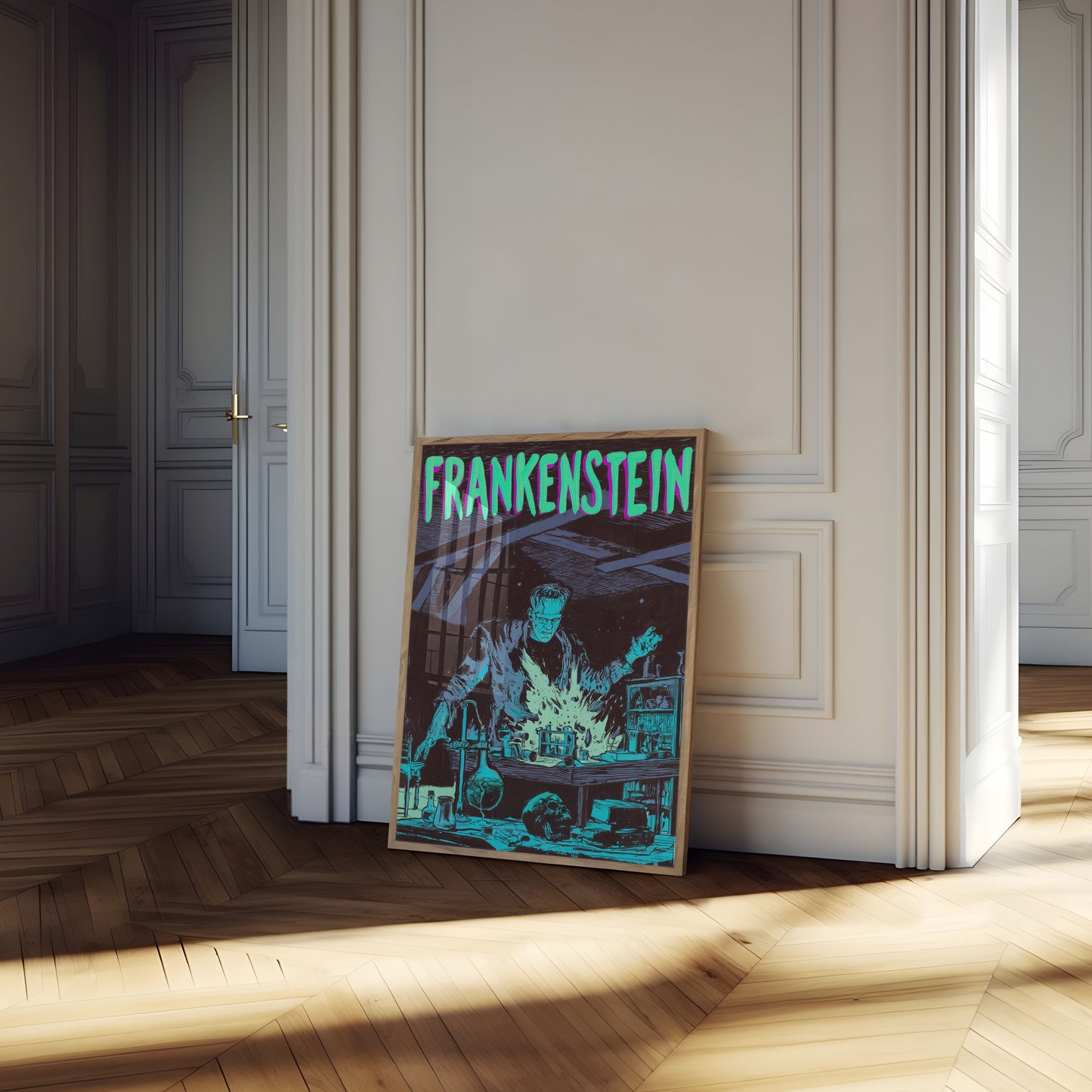 Frankenstein's Laboratory Neon Poster
